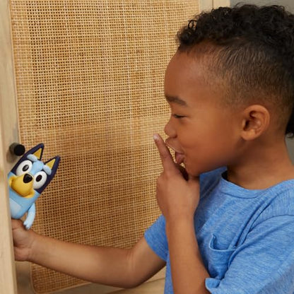 Bluey Hide & Seek Game, Hide The Figure and Press her Nose to Start The Built-in Timer, Talks and Giggles to Help Kids find her, When Found, Kids can Dance to Theme Song