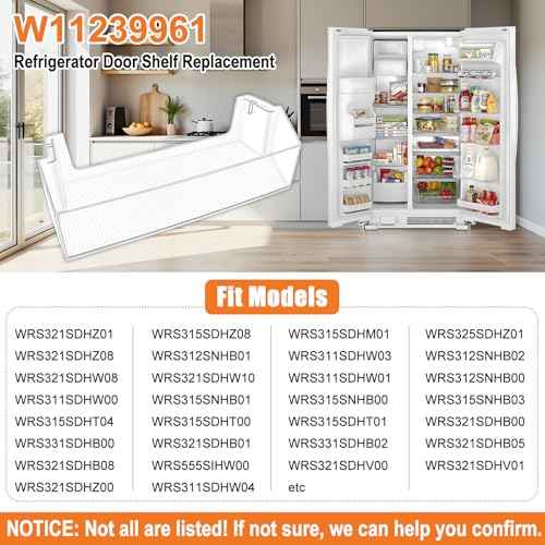 [2 PACK] UPGRADED W11239961 W10900538 Refrigerator Door Bin Shelf Compatible with Whirlpool Refrigerator Door Shelf Parts WRS321SDHW01 WRS315SDHM05 Door shelf Whirlpool Shelf Replacement WRS321SDH