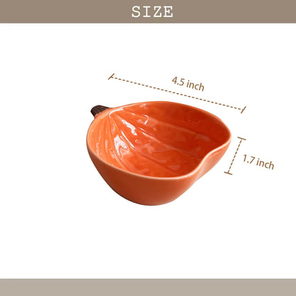 FYUEROPA Ceramic Pumpkin Ramekins Set, Small Bowls for Baking Souffle, Pudding, Serving Snack, Dessert, 6Oz (6PCS)