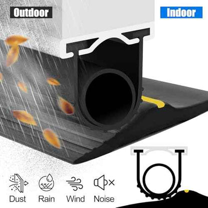 ToLanbbt Garage Door Bottom Rubber Seals, 16.4 FT Pre-drilled Aluminum Track Retainer Kit, Garage Door Weather Stripping Kit Universal U+O Ring Weatherproof Rubber Bottom Strip (1.57" Width, Black)