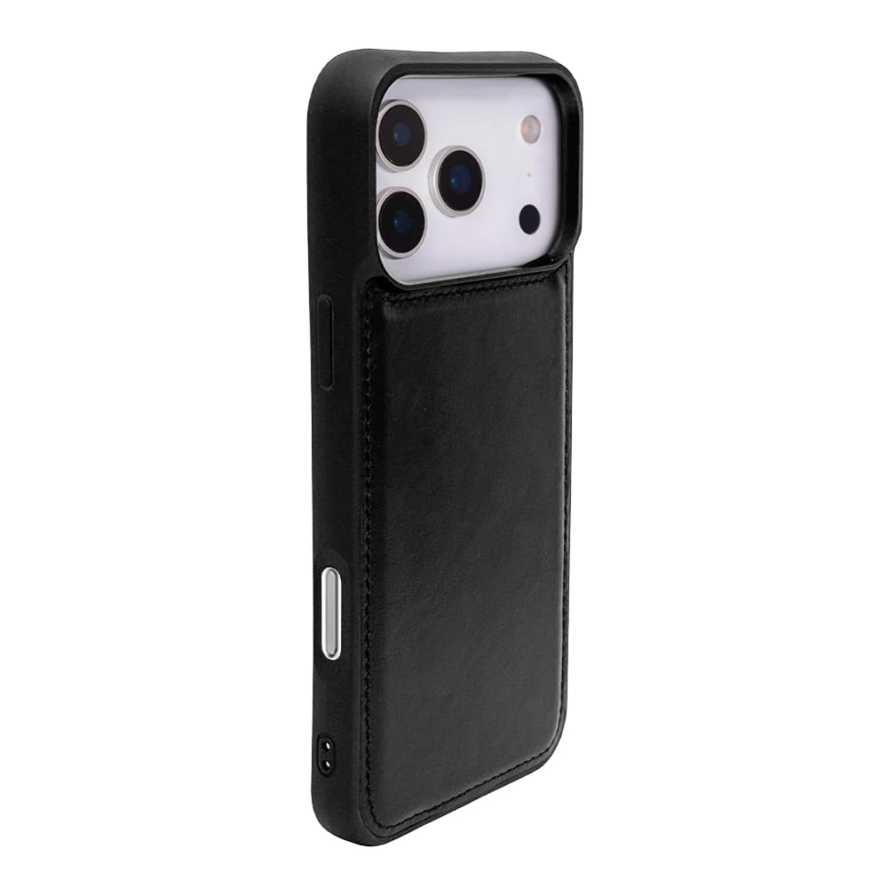 HARDISTON Genuine Leather Handmade Wallet Case Compatible with iPhone 17 Pro - MagSafe Compatible - Detachable Magnetic Flip Cover with Card Holders - Horizontal Kickstand (Black)