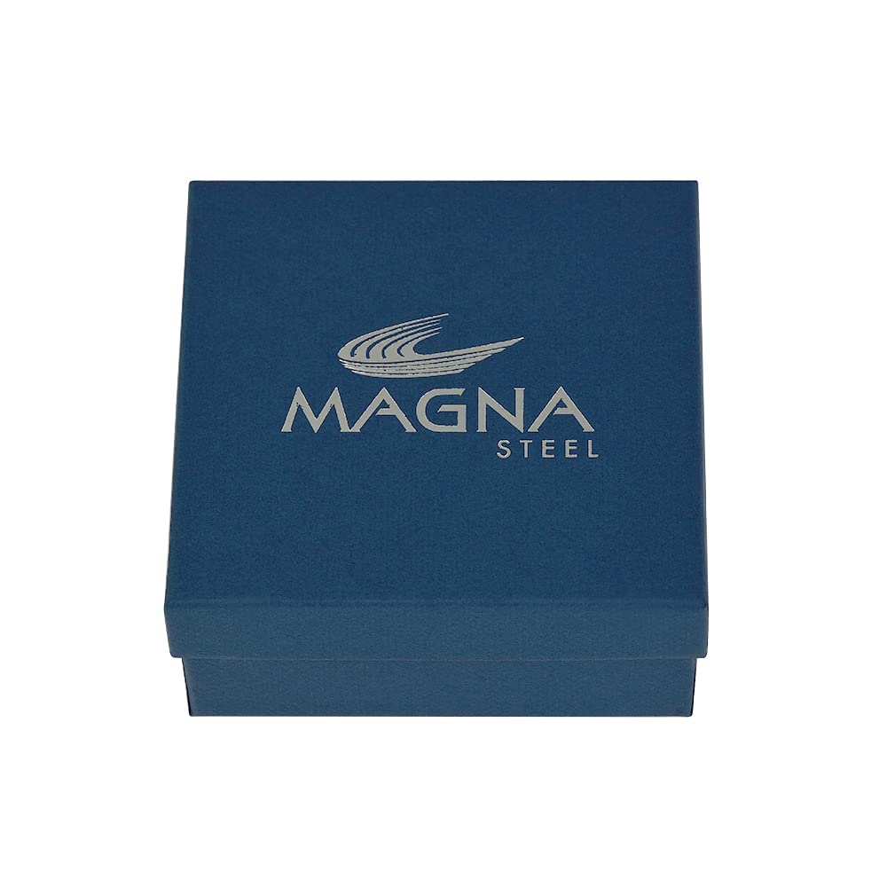 Magna Steel Men's Braided Genuine Leather Cord Bracelet (Navy Blue)
