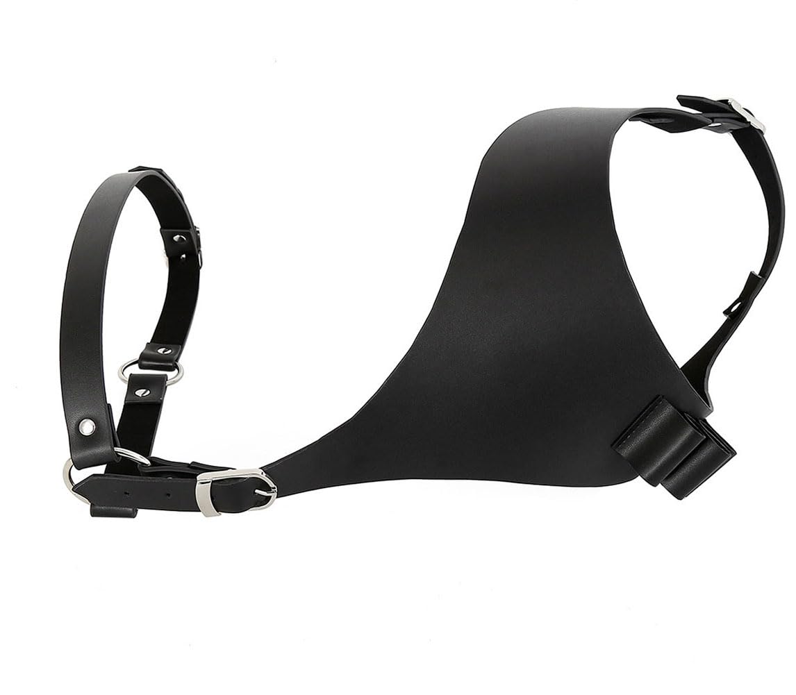 Mens Black Leather Armors Suspenders Shoulder Strap Body Chest Harness Chain Belt Adjustable Gay Punk Clubwear Costume