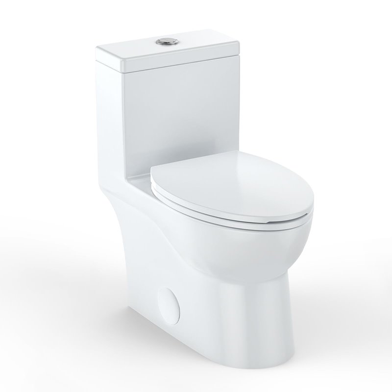 Elongated One Piece Toilet for Bathrooms, Dual Flush Modern Ceramic Toilet, Quick Release Soft Close Seat, Water Saving, Easy Clean, Comfort Height, Bathroom Toilet Bowl