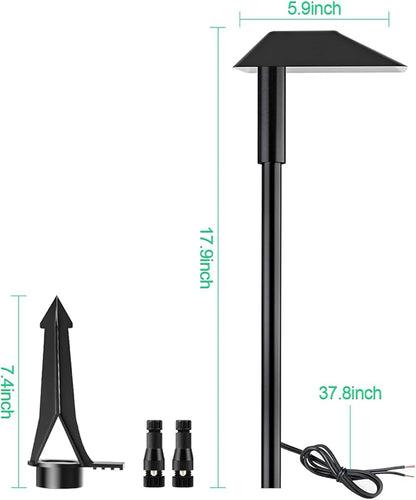 5W Low Voltage Landscape Pathway Lights with Connectors,12-24V Outdoor Path Lights, 3000K Wired Landscape Lights for Yard Garden Walkway, IP66 Waterproof（12Pack）