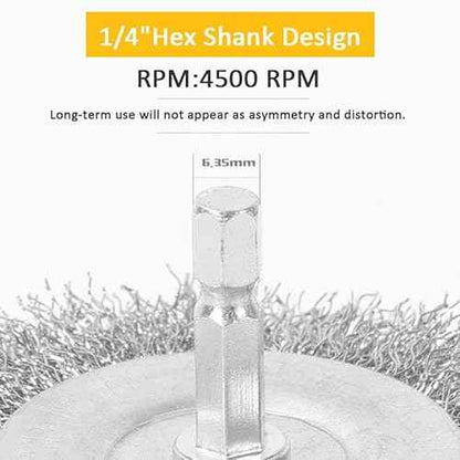 3PC Wire Brush for Drill Set 8 Pack, Wire Wheel for Drill with 1/4 Inch Hex Shank, Drill Wire Brush Set with Carbon Steel Wires for Removing Rust, Paint and Corrosion