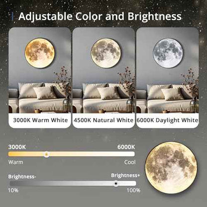 Dimmable Moon Wall Light 12 inch Wall Lights with Remote Control Plug-in Modern LED Light, 15W Black Wall Lamp Indoor Wall Mounted Ceiling Light Fixture for Bedroom Living Room Corridor