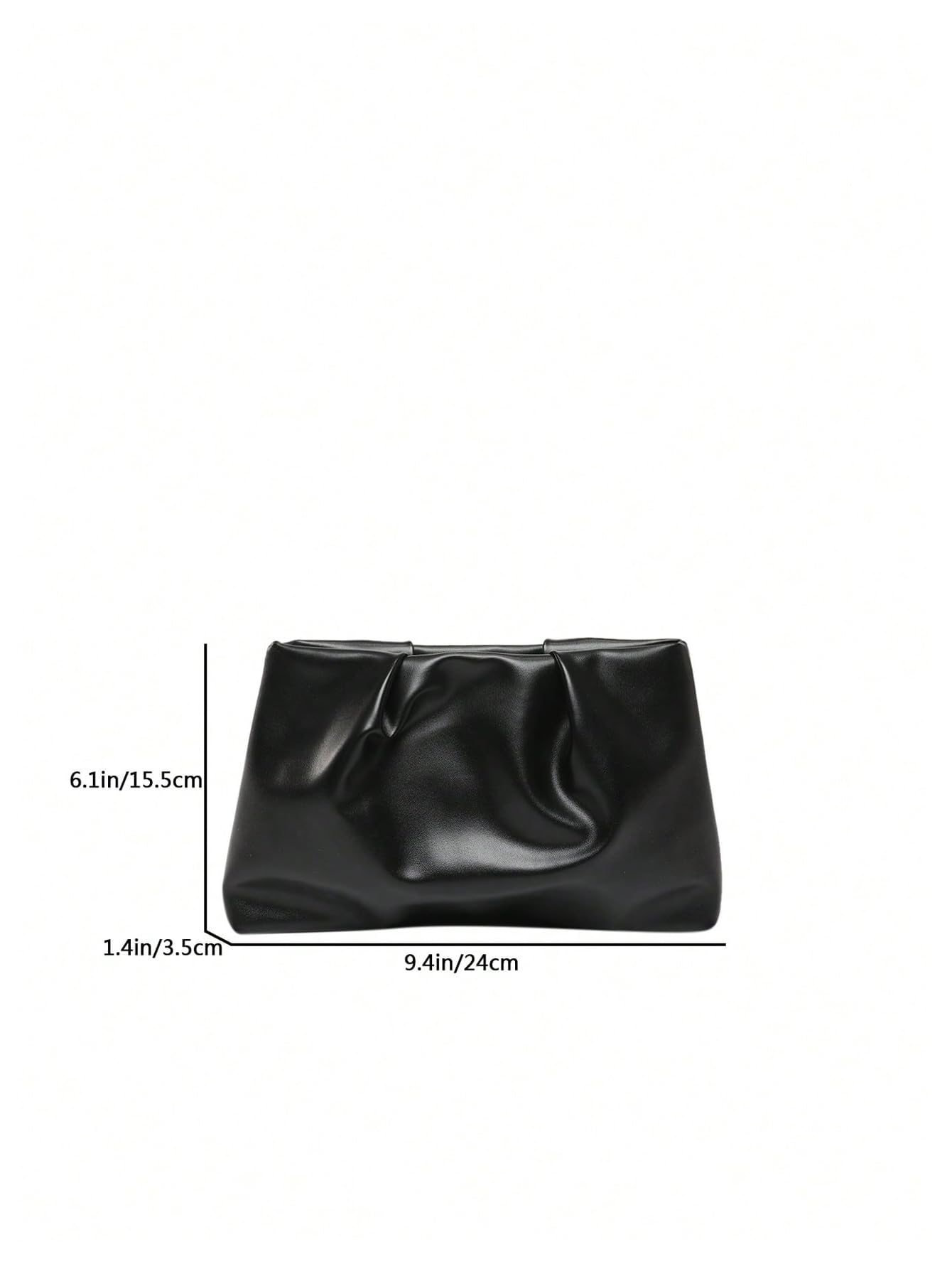 OYOANGLE Women's PU Leather Clutch Purses Small Zipper Ruched Minimalist Handbag Black One Size