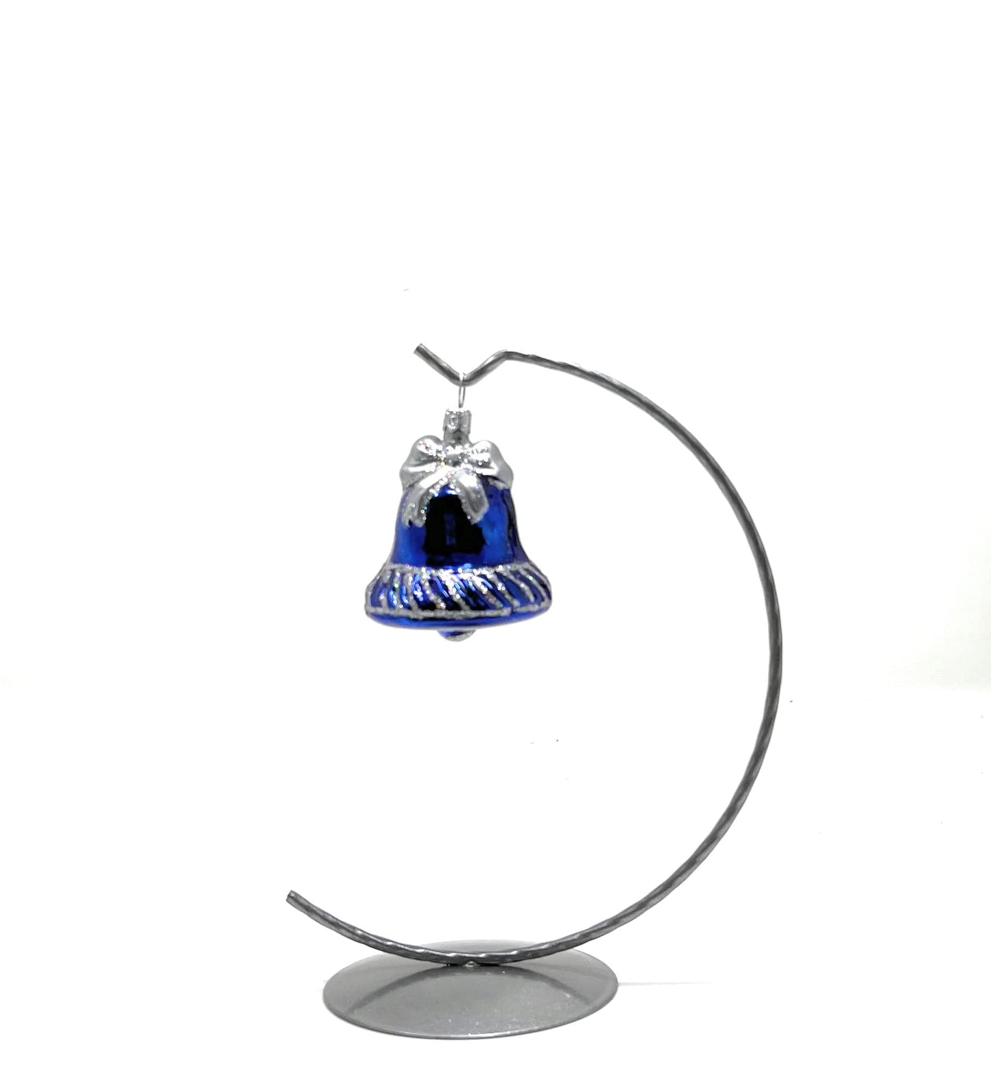 Polish Gallery Small Christmas Ornaments Blue Jingle Bell Handcrafted Mouth Blown Glass Christmas Ornaments in Bulk Small Ornaments for Crafts Made in Poland