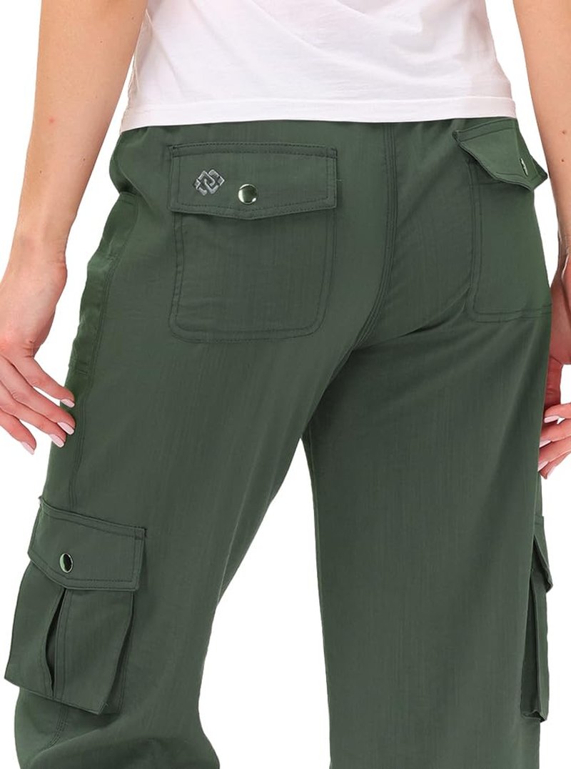 Womens Hiking Cargo Shorts Dry Fit Stretch Athletic Shorts with Pockets Army Green