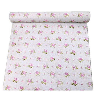 REDODECO Self-Adhesive Retro Pink Floral Wallpaper Paper Shelf Liner Peel & Stick Dresser Drawer Sticker Home Funiture Decorative Paper 17.7inch by 118inch