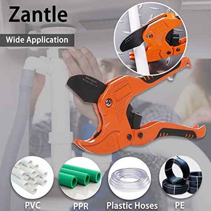 Zantle Pipe and Tube Cutter, Ratcheting Hose Cutter One-hand Fast Pipe Cutting Tool with Ratchet Drive for Cutting Less Than 1-1/4" O.D. PEX, PVC, and PPR Pipe, Easy-to-use PVC Pipe Cutter
