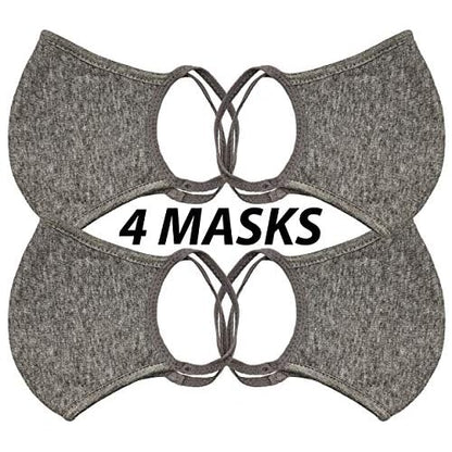 Universal Cloth Face Masks ? Reusable Dust & Allergy Masks ? 100% Cotton, 2 Layer, Washable, for Teens & Adults ? Protects from Dust, Pollen, Pet Dander & More (Gray, Medium- Pack of 4)