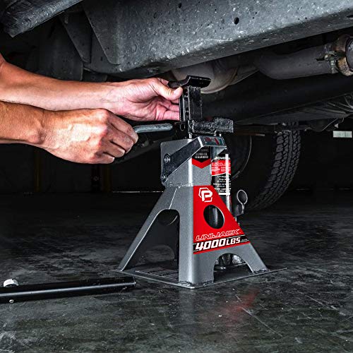 Powerbuilt 2 Ton UniJack Combination Hydraulic Bottle Jack / Jackstand in 1 Unit, Compact, Portable, Wide Base, for Unibody Sedans, CUVs, SUVs, Cars, - 620470