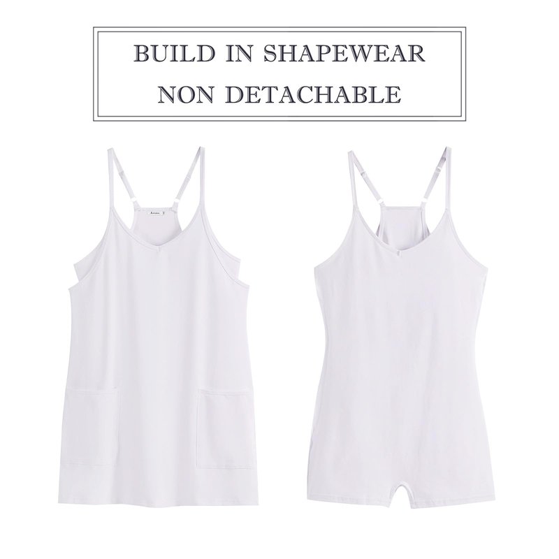 ANRABESS Women Athletic Dress Summer Tennis Workout Active Sports Mini Romper Dress Built in Shorts Travel Vacation Clothes White Medium