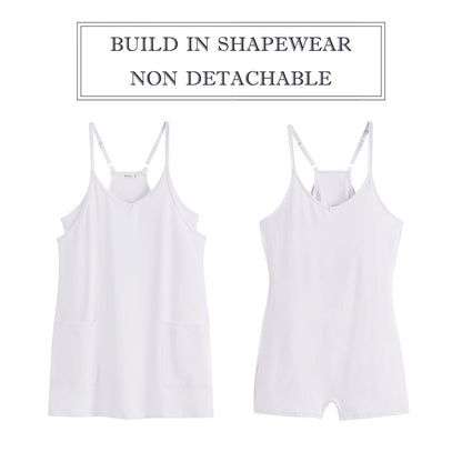ANRABESS Women Athletic Dress Summer Tennis Workout Active Sports Mini Romper Dress Built in Shorts Travel Vacation Clothes White Small