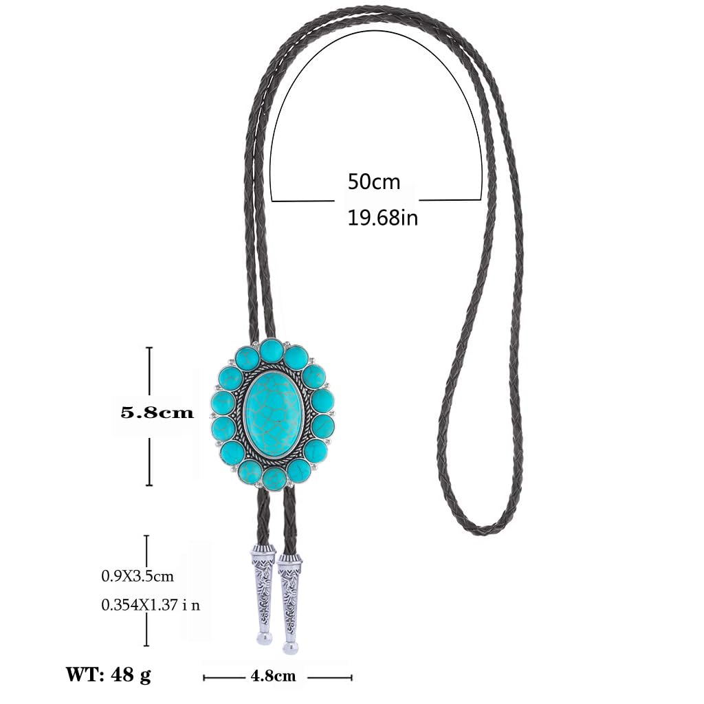 GelConnie Turquoise Bolo Tie for Women Cowboy Bolo Tie for Men Vintage Silver Bolero Ties Men Western Ties Natural Stone