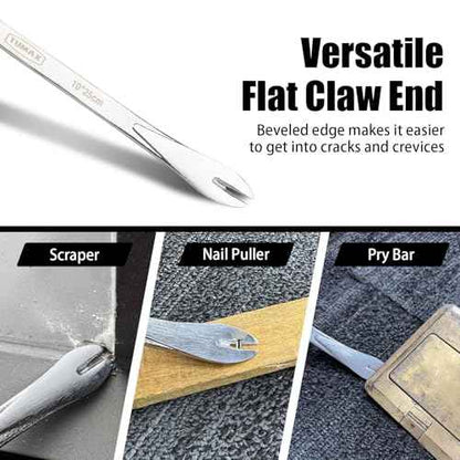 Nail Puller Cats Paw Pry Bars (Sliver, 10 inch (340g) Mini Crowbar with Cats Paw Nail Remover, High Carbon Steel Crowbar Tool for Home Remolding & Woodworking