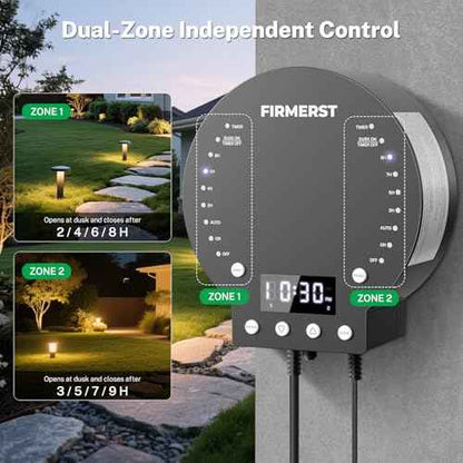 FIRMERST 2 Zone 200W Low Voltage Landscape Transformer with Timer and Photocell Sensor