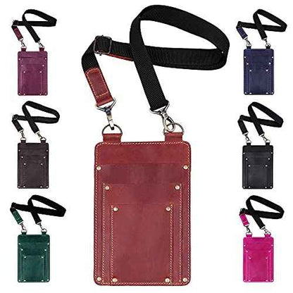 Leather Florist Tool Belt Bag Garden Farmer Pouch Organizer - Hand Tools Holder Utility Kit (Cognac Brown)