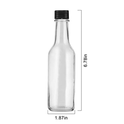 Encheng 35 Pack 5oz Hot Sauce Bottles with Lids,Glass Woozy Bottles with Dripper Inserts and Shrink Capsules,Small Glass Wine Bottle for Homemade Sauces,Oils,Vanilla Extracts,Dressings,Gifting