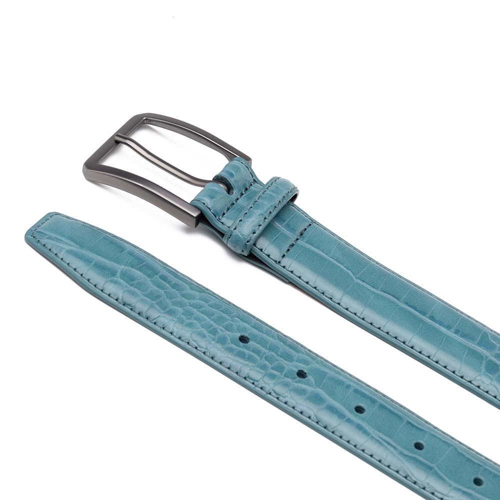 Fabio Valenti Belts for Men,Handmade Genuine Leather Men's Belt Classic and Fashion Designs(Teal,36/38)