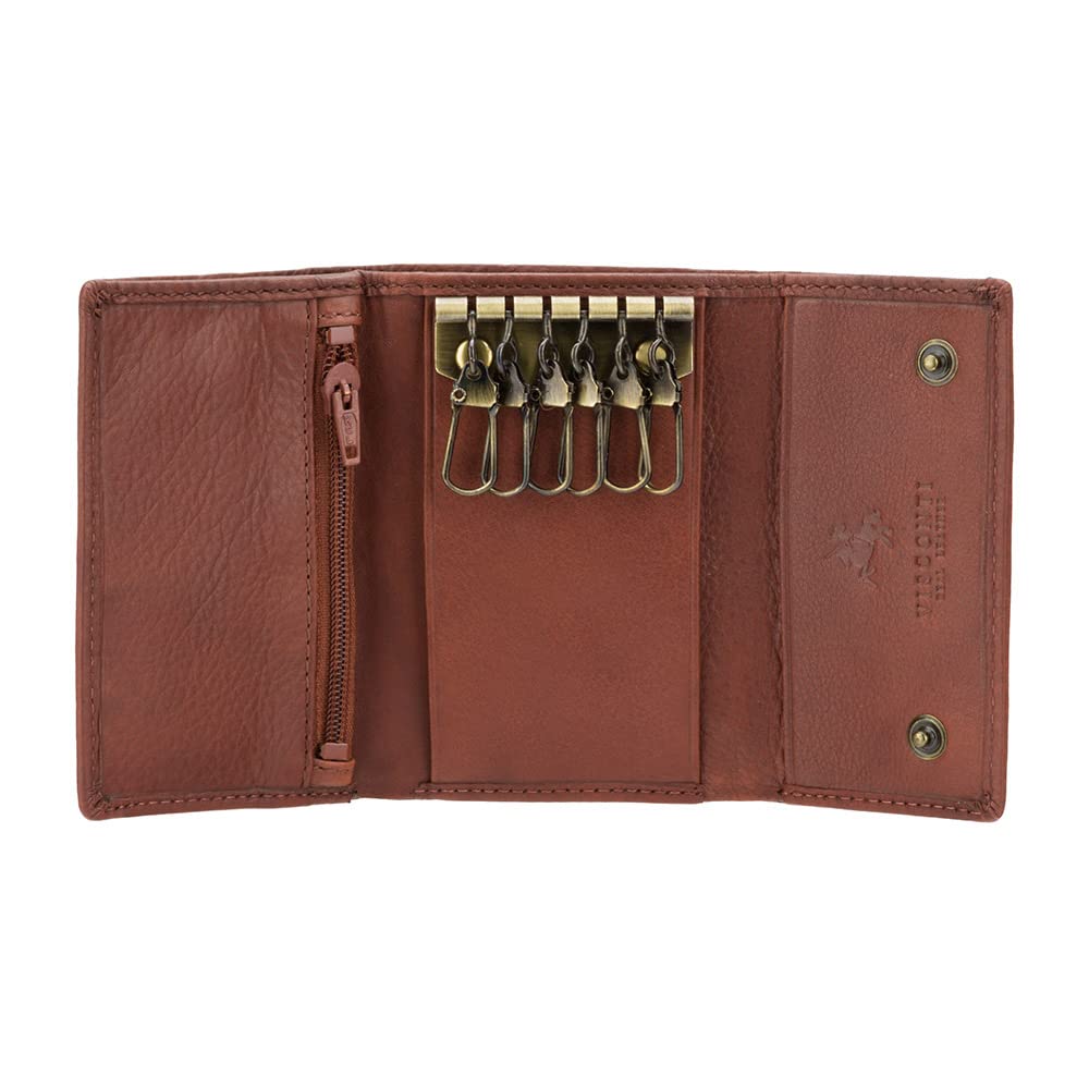 Visconti 1178 Genuine Leather Mens Slim Key Case Wallet/Key Chain Wallet/Key Holder Wallet (Black)