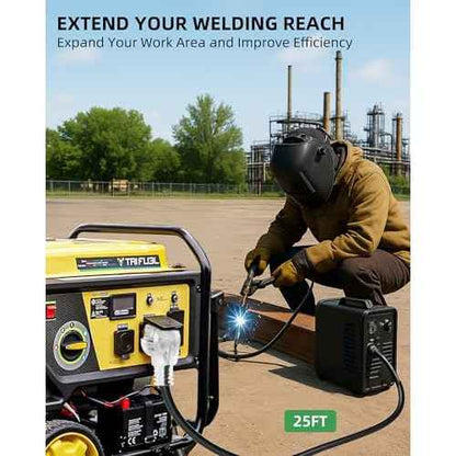 25ft 250V Welder Extension Cord, 10 Gauge Heavy Duty Outdoor Welding Cord with LED Indicator, NEMA 6-50P to 6-50R, 30 Amp 3 Prong Power Extension for Welding Machines, 10 AWG SJTW, Black