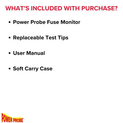 Power Probe PPFUSE Fuse Monitor - Circuit Tester for Mini, Maxi & ATC Fuses – Live Current Readings Up to 80A – Replaceable Tips, and Built-in Flashlight