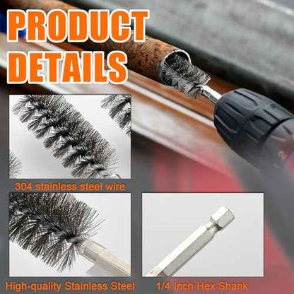 MAXAMN Wire Brush for Drill 6 Pcs, Bore Brush Set 6 Size, Drill Brush, Wire Brushes for Cleaning, Drill Brush Attachments with 1/4" Hex Shank and Twisted Stainless Steel Bristles for Power Drill
