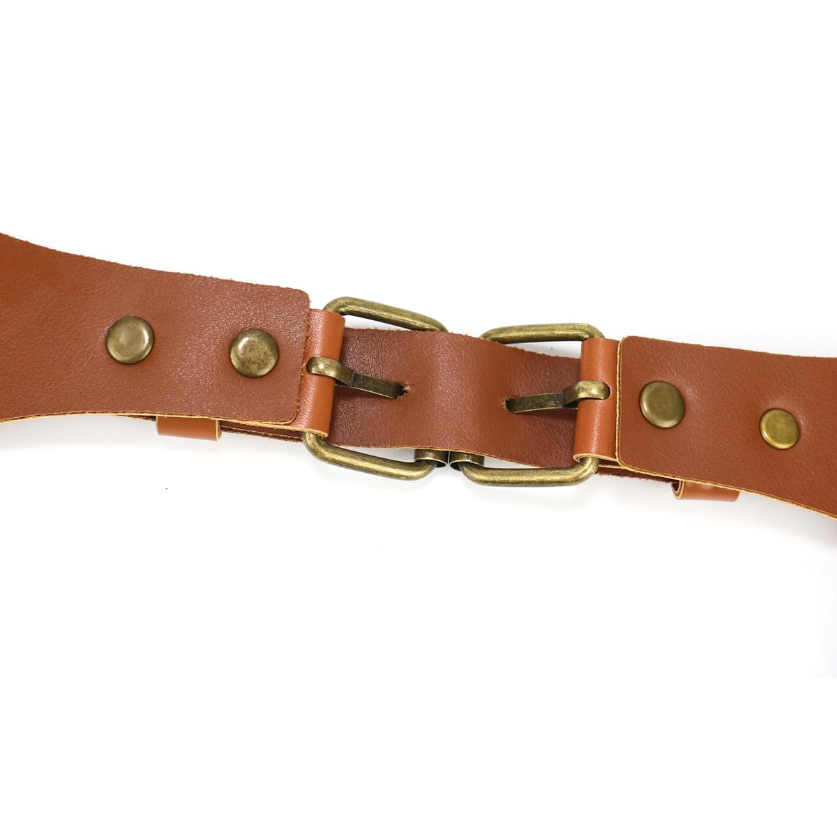 BaronHong PU Leather Renaissance Suspenders,Vintage Men's Back Support Harness,Metal Hooks for Men,Steampunk,Handmade(brown,M)