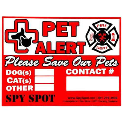 SpySpot 6 Pack Pet Alert Sticker, 4"x3" Emergency Rescue Alert Sign for Home, Window, Car, Door Fire Pet Safety Decal for Firefighters & EMTs, Weatherproof, UV Resistant, Peel & Stick