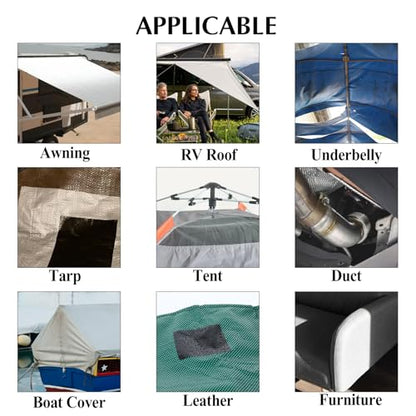 Duct Tape Heavy Duty Single Sided Strong Adhesive High Strength Waterproof Tape for Indoor and Outdoor Repairing Sealing Bonding Easy Use for RV Roof Underbelly Tarp Tent Cover Repair Black 25FT x 3"