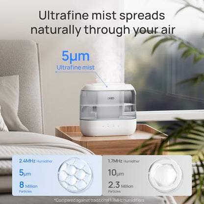 Dreo Humidifiers for Bedroom, 4L Top Fill for Large Room, 36H Runtime, 28 dB Quiet Supersized Cool Mist Air Humidifier for Baby Nursery, Plants, Indoor, Night Light, Easy to Clean & Fill