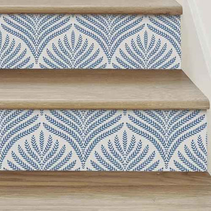 Cohoo Home Blue and White Peel and Stick Wallpaper Modern Navy Blue Contact Paper for Cabinets Drawers Boho Self-Adhesive Wallpaper Geometric Contact Paper Bathroom Bedroom Waterproof 17.3inW 78.7inL