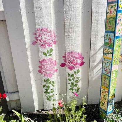 Large Flower Fence Stencils for Painting Outdoors Garden Extra Fence Peony Lace Floral Stencil Templates on Wood Furniture Wall Mural (fence10)