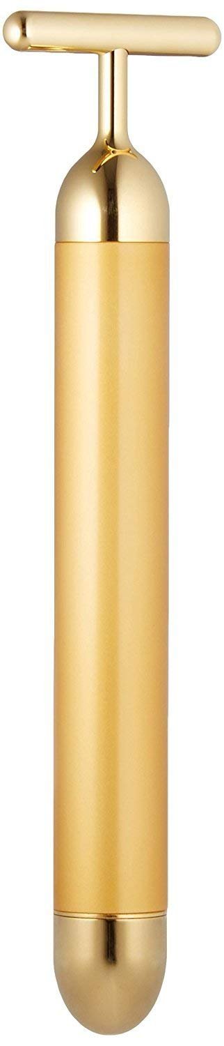 Beauty Bar 24k Golden Pulse Facial Massager, T-Shape Electric Sign Face Massage Tools for Sensitive Skin Face Pull Tight Firming Lift