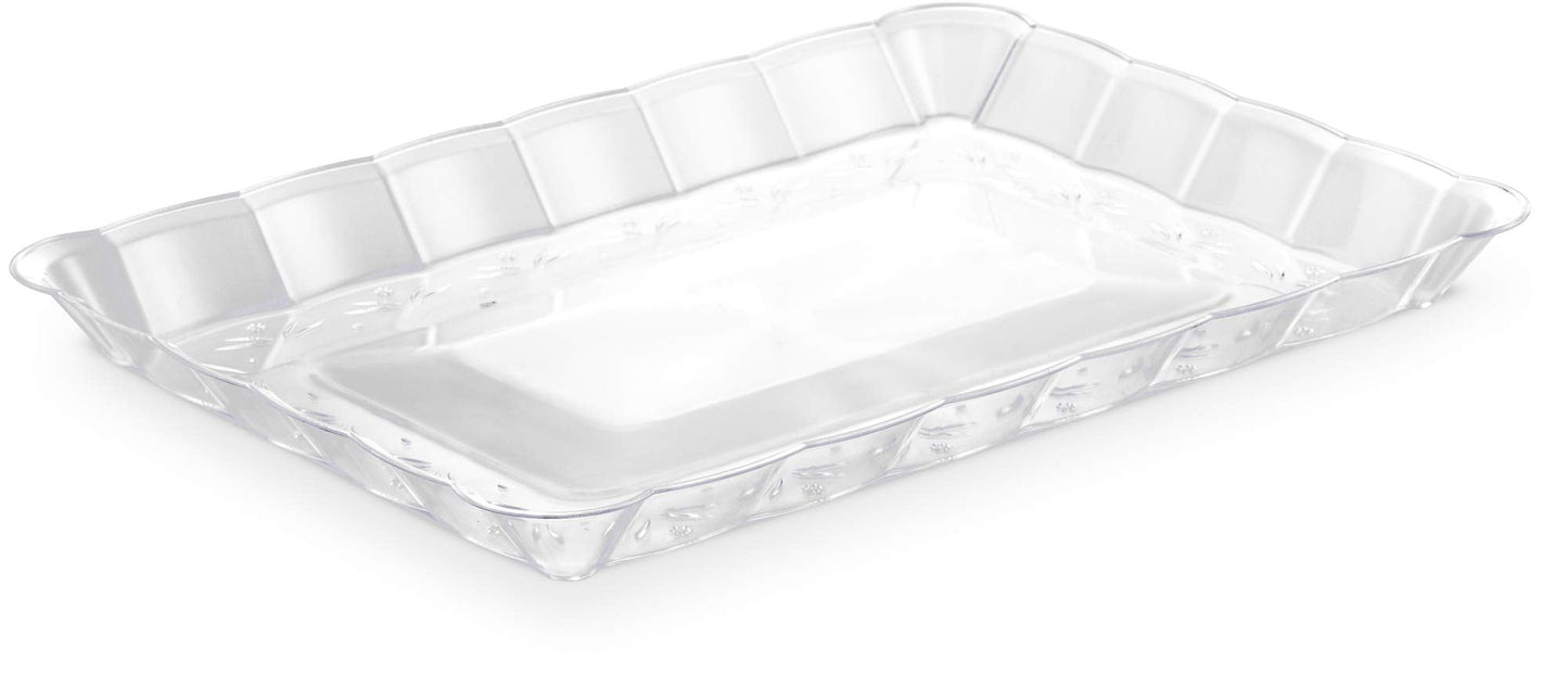 Plasticpro Plastic Serving Trays - Serving Platters Rectangle 9X13 Disposable Party Dish Includes 4 Trays
