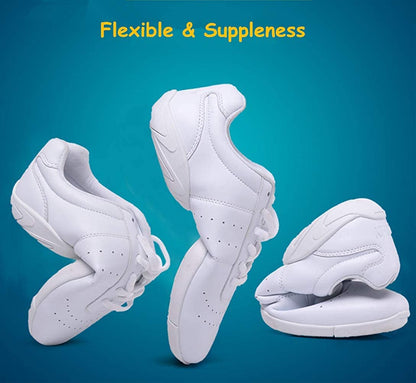 JITUUE Women Cheerleading Dance Shoes Fashion Trainers Sneakers Lace Up Gym Athletic Sport Training Shoes for Girls (White,12 lk28)