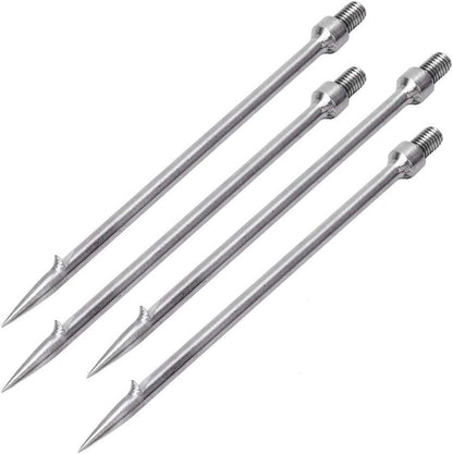 Stainless Steel Fishing Spear - 4 Pcs Single Prong Harpoon Gaff Hook | 6.5x0.5x0.5 Inch Outdoor Tackle