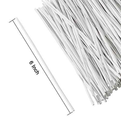 Tangyinrd 300 Pcs 6 inch White Plastic Twist Ties, Cable Ties, for Bags, Gardening Tools
