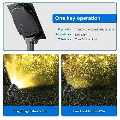 Solar Spot Lights Outdoor, Landscape Spotlights IP65 Waterproof 9.8ft Cable, Dusk to Dawn Solar Uplights for Tree Garden Yard Driveway Porch Walkway Pool (6-in-1, 3000K Warm White)