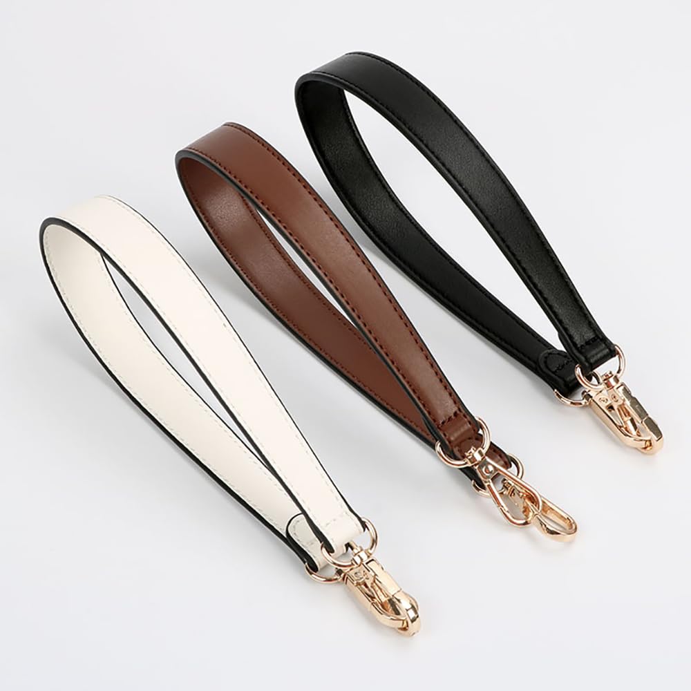 MOISTRI Flat Grain Leather Replacement Straps for Handbags Purse Straps Replacement Crossbody Gold Clasps Women Purse Making 19.29"(49CM) Long Coffee