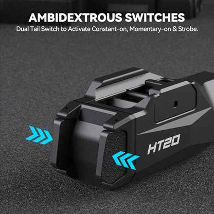 VOTATU HT20 Pistol Light, 1600 Lumens Adjustable Rail Keys Tactical Flashlight, Fits Compact & Full Size Guns with GL Style and 1913 Picatinny Rail, Rechargeable LED Light