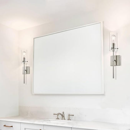 XiNBEi Lighting Bathroom Wall Sconces Set of 2, Modern 1 Light Brushed Nickel Wall Sconce with Clear Glass Indoor Vanity Sconces for Bathroom Hallway & Living Room