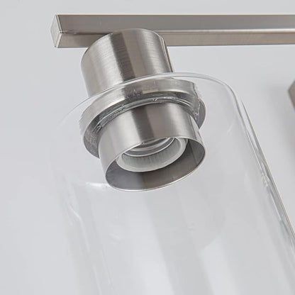 EMONG Brushed Nickel Bathroom Light Fixtures, 4-Light Vanity Lights with Clear Glass Shade, Wall Sconces for Hallway, Farmhouse, Living Room, Kitchen