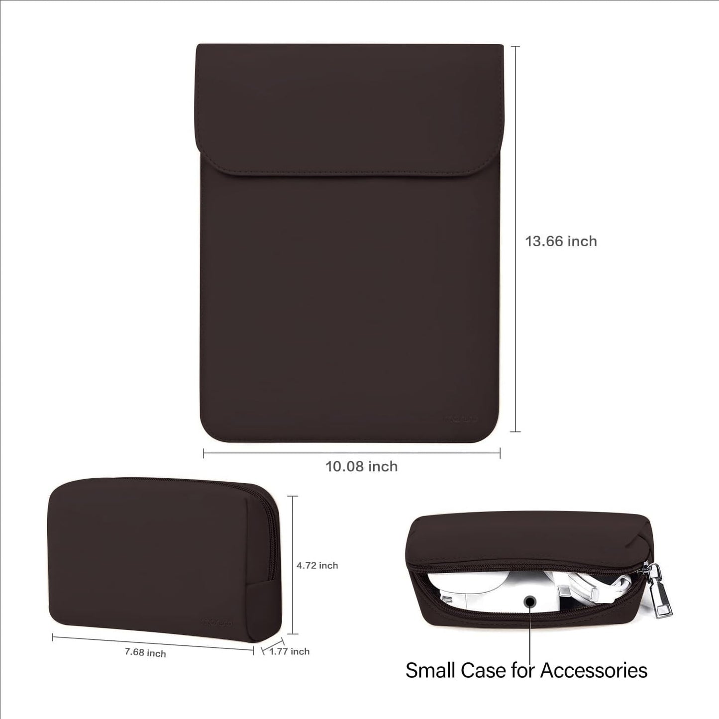 MOSISO Laptop Case 13.3 inch, 13-13.3 inch Laptop Sleeve Compatible with MacBook Neo 13 A18 Pro A3404 /Air 13/Pro 13/Pro 14 M5 M4 M3 M2 M1, Faux Suede Leather Case with Small Bag, Chestnut Brown