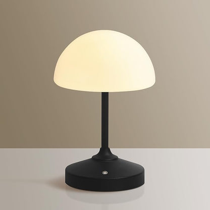 Mushroom Lamp Cordless Lamp Table Lamp,Outdoor Waterproof Shower Lamps,5000mAh Rechargeble Battery Operated Dimmable Touch Desk Lamps,LED Night Light for Bathroom Patio Camping Outdoor(Black)