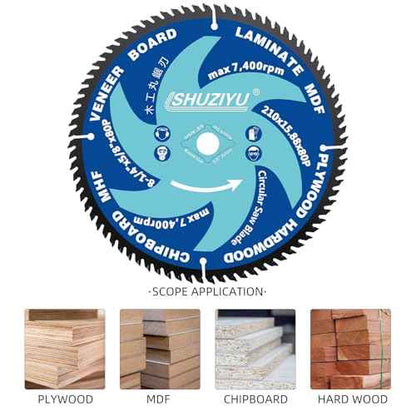 LSHUZIYU 8 1/4 Inch (210MM)-80T, Arbor 5/8"-Diamond, Smooth Cut Coating. Circular Saw Blade, Table Saw Blade, Miter Saw Blade, for Laminate, Veneer Board, Plywood, Hard Wood, MDF and HDF Cutting