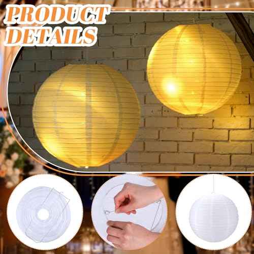 5 Pcs 20 Inch White Paper Lanterns Large Chinese Moon Paper Round Lamp Japanese Hanging Lantern for Wedding Bridal Shower Decoration Anniversary Birthday Party Supplies